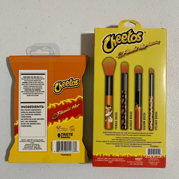 Taste Beauty x Flamin’ Hot Crunchy Cheetos Eyeshadow Palette & Brush Set-New - Picture 9 of 9